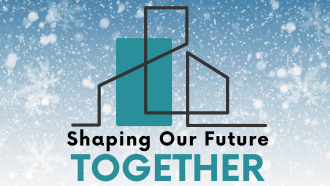 The picture shows the logo for our public forum "Shaping Our Future Together"